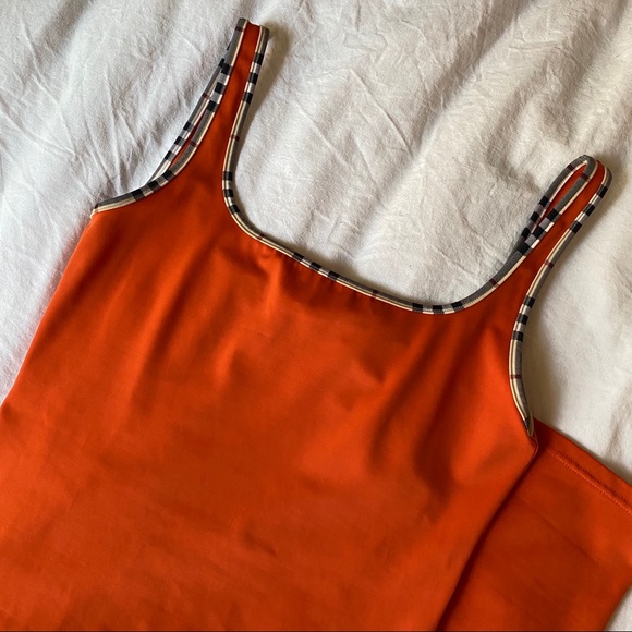 Vintage Burberry Orange Square Neckline Tank Dress - Picture 3 of 8